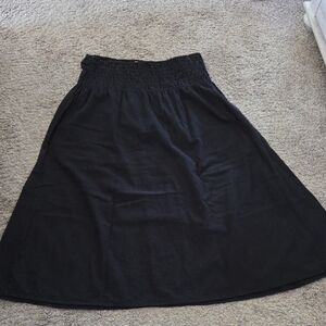 Abercrombie & Fitch Black Midi Linen Blend Black Dress